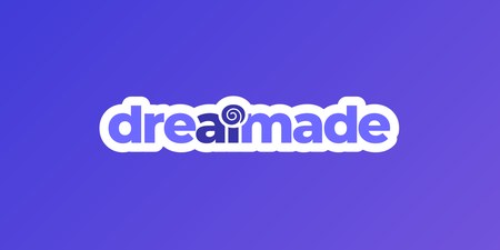 Wortmarke dreaimade mit Spirale im „i“ auf violettem Verlauf
