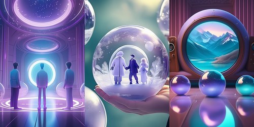 Drei mit Adobe Firefly generierte Traumbilder aus der Visualisierung „Balls of memories“