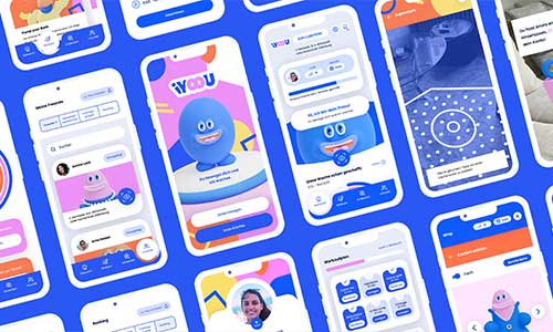 Darstellung der Plattform iYoou auf mehreren Smartphone Screens